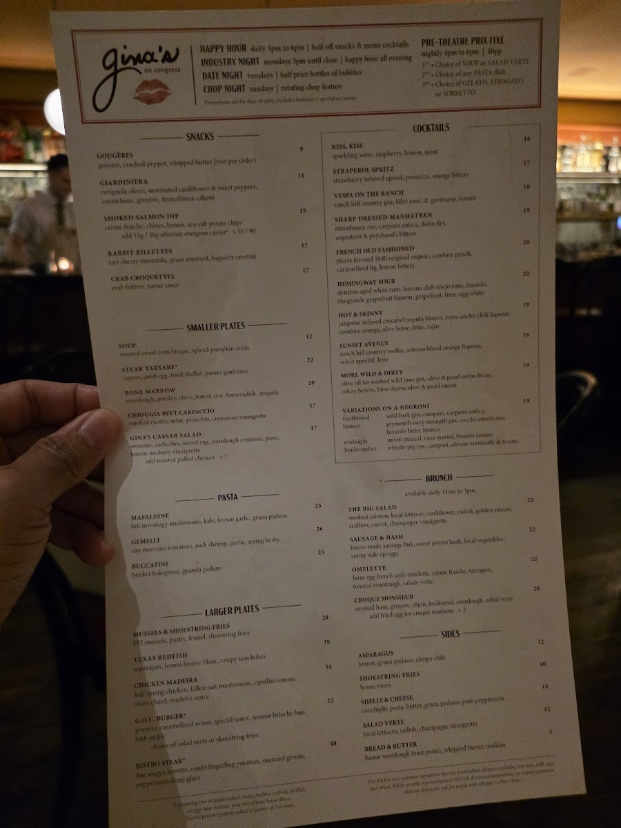 Menu Gina's On Congress-4